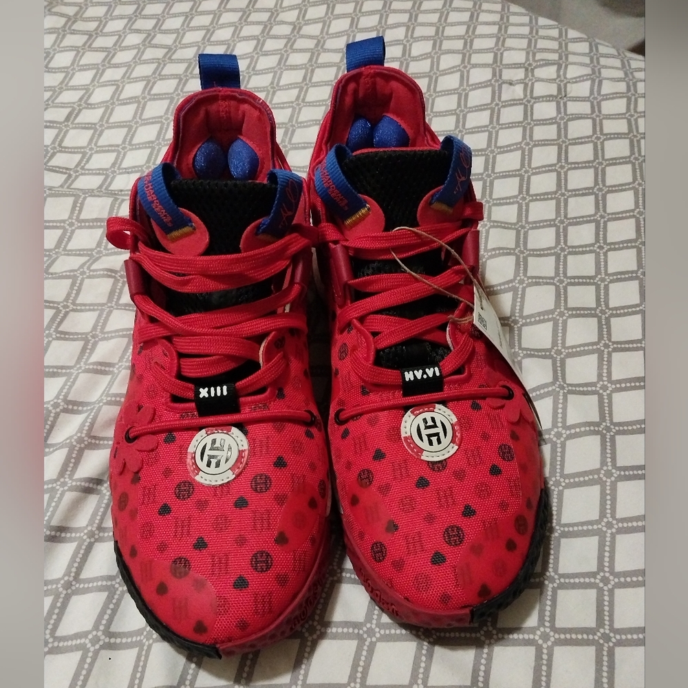 Adidas James Harden Vol. 6 Vivid Red Monogram LasVegas Size8#vegas#backtoschool